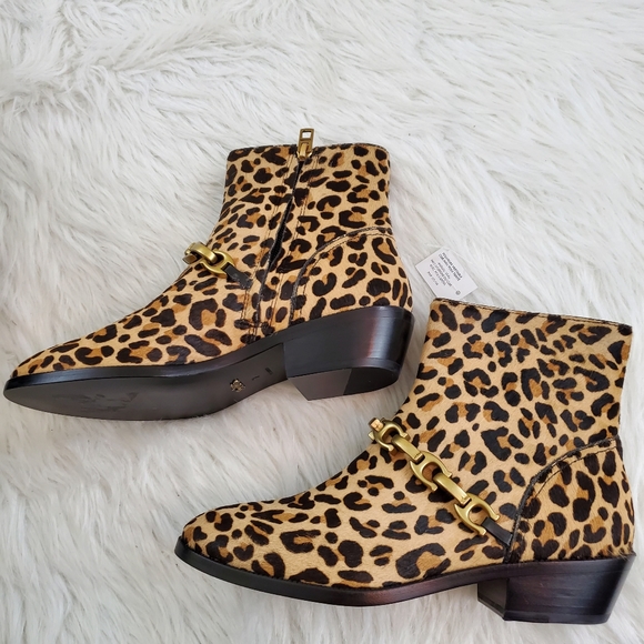 Coach Sz 7 Allen Leopard Calf Hair Booties - Picture 3 of 13